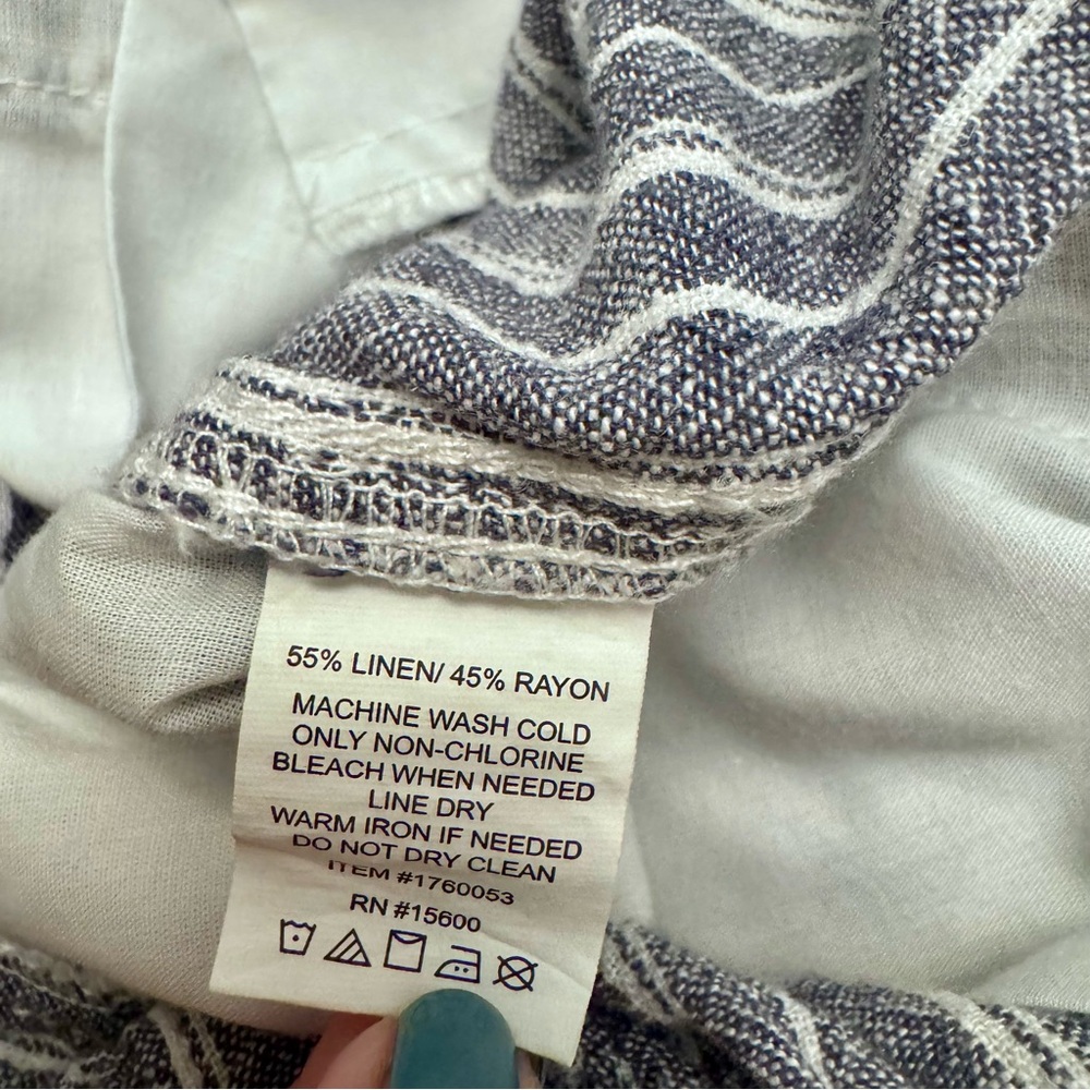 Briggs Linen Wide Leg Pants Blue White Striped Size Large Lightweight Flowy - Picture 6 of 6